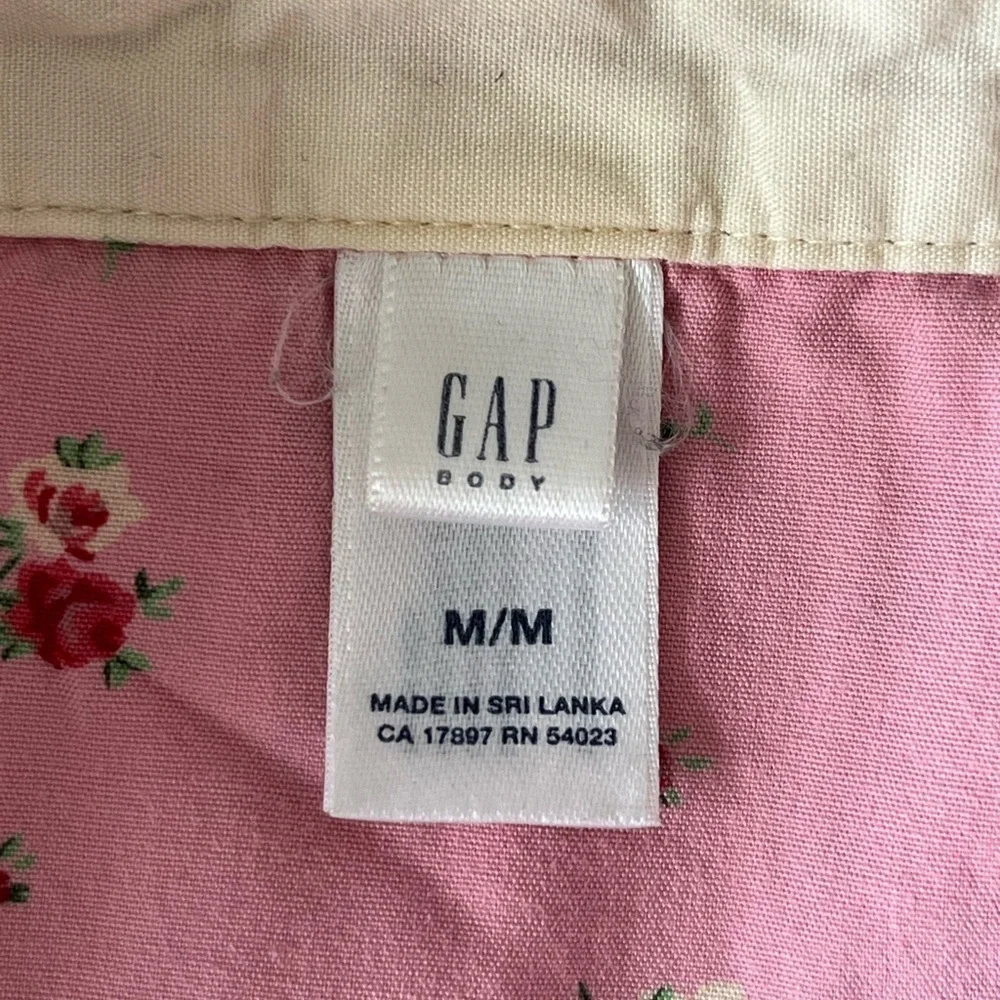 Gap Y2K Pink Floral Button Up Womens Pajama Top Size M Cottagecore Grannycore